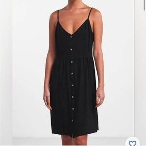 NWT 7 For All Mankind Spaghetti Strap Button Front Midi Dress in black M & XL